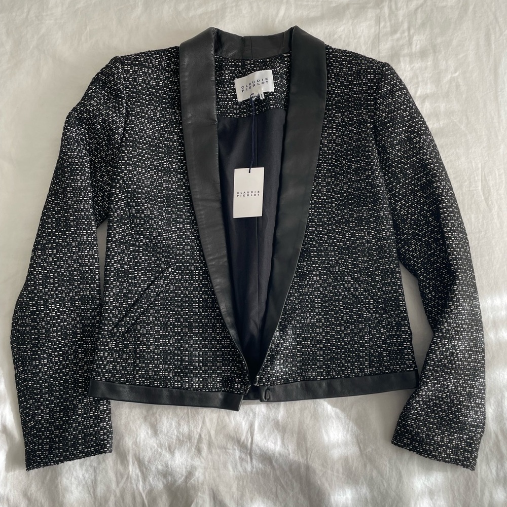 Claudie Pierlot Black & White Tweed Blazer | NWT | Size 38 - Picture 6 of 8